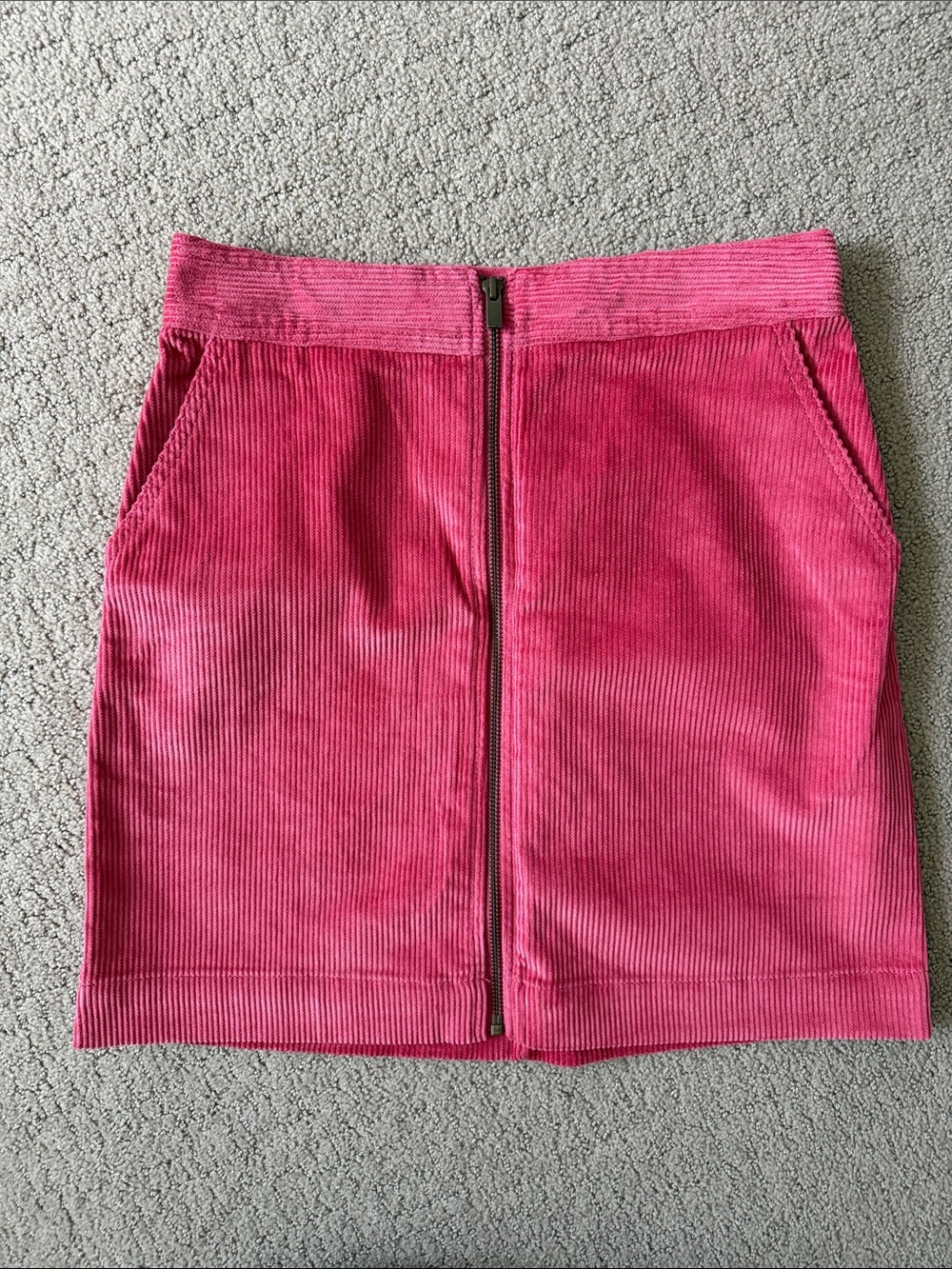 GAP Pink Corduroy Front-Zip Mini Skirt